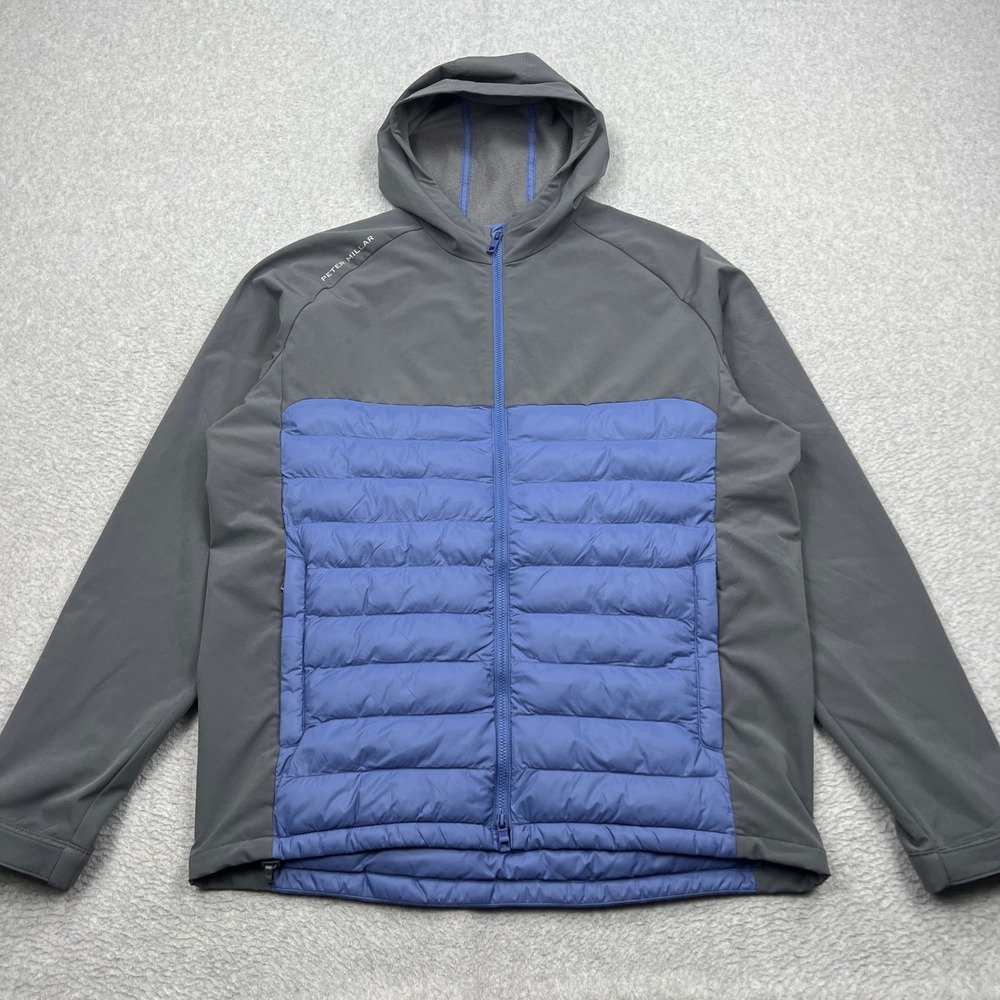 Peter Millar All Course Hybrid Hoodie Mens Medium Blue Quilted Puffer MF24EZ17